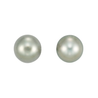 Lot 573 - Pair of Gray Cultured Pearl Earclips