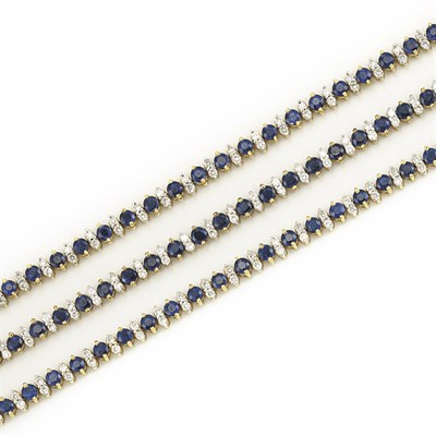 Lot 538 - Three Gold, Sapphire and Diamond Bracelets