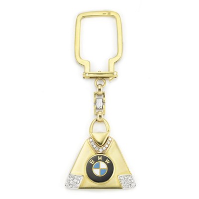 Lot 143 - Gold, Diamond and Enamel Key Ring, BMW