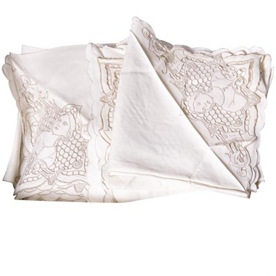Lot 358 - Madeira Cotton Embroidered Linen Tablecloth...