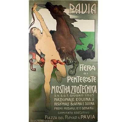 Lot 72 - A. Marabelli PAVIA Color lithograph, 1903,...