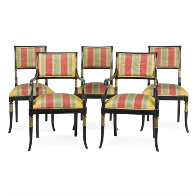 Lot 194 - Set of Twelve Regency Style Black Painted...