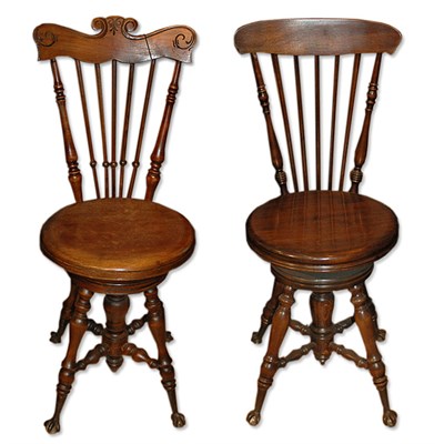 Lot 454 - Two Victorian Mahogany Piano Chairs