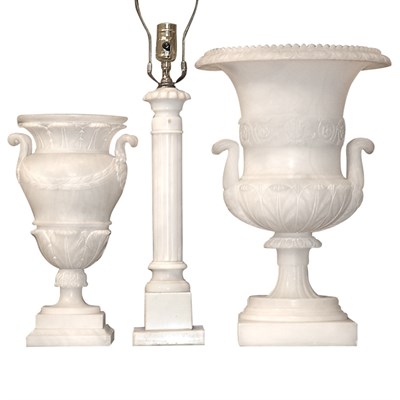 Lot 115 - Two Neoclassical Style Alabaster Urns Height...