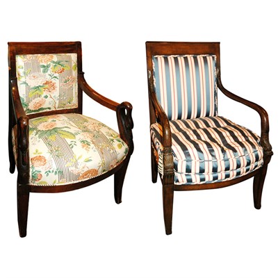Lot 157 - Two Empire Style Mahogany Armchairs
