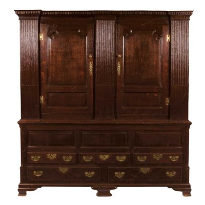 Lot 211 - Provincial George III Oak Clothes Press Circa...