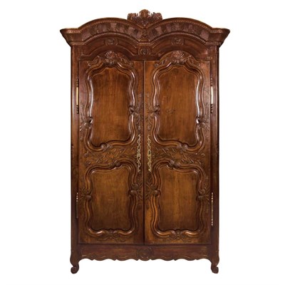 Lot 111 - Provincial Louis XV Cherry Armoire Probably...