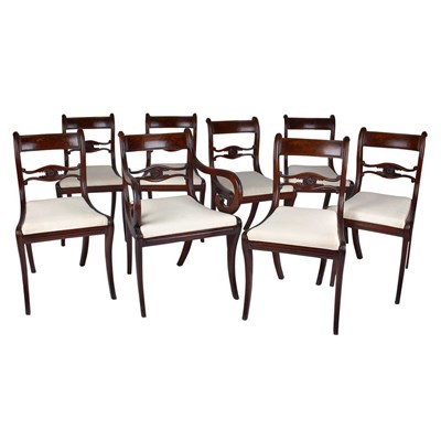 Lot 568 - Set of Ten Regency Mahogany Dining Chairs...