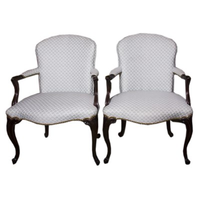 Lot 232 - Pair of George III Style Mahogany Open Armchairs