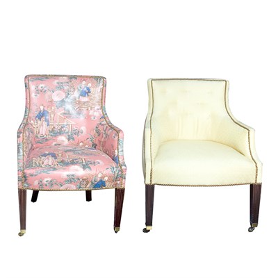 Lot 251 - Pair of George III Style Upholstered Bergeres