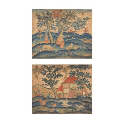 Lot 185 - Pair of Anglo/Dutch Needlework Pictures Early...