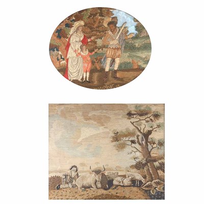 Lot 542 - Two English Woolwork Pictures 19th Century...