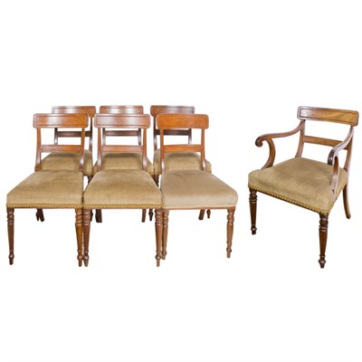 Lot 592 - Set of Seven Regency Mahogany Dining Chairs...