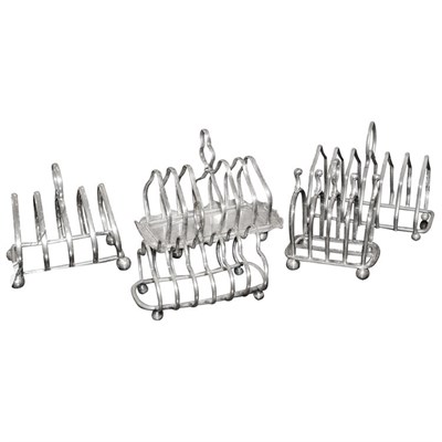 Lot 320 - Group of Five Silver Plated Toast Racks