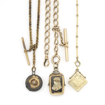 Lot 303 - Three Gold Watch Fob Chains