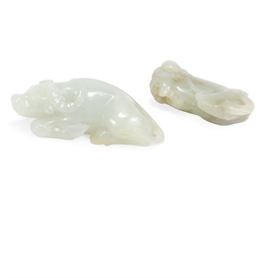Lot 230 - Two Chinese Jade Water Buffalo 18th/19th...