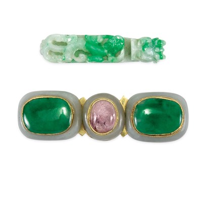 Lot 253 - Two Chinese Jade and Jadeite Articles 19th...
