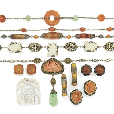 Lot 24 - Group of Assorted Silver, Metal and Hardstone Fragments