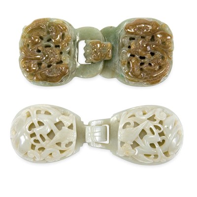 Lot 294 - Two Chinese Celadon Jade Buckles 19th Century...