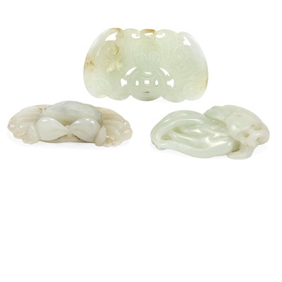 Lot 302 - Three Chinese Celadon Jade Articles 18th/19th...