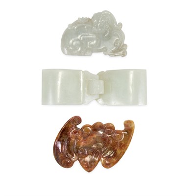 Lot 293 - Three Chinese Jade Buckles 19th Century...