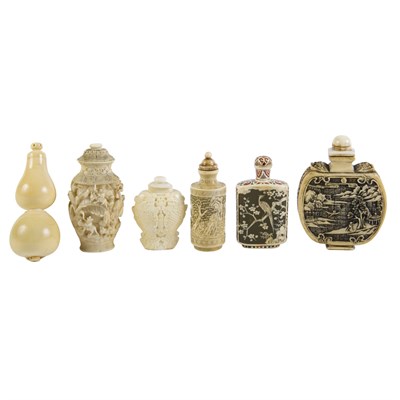 Lot 315 - Six Chinese Ivory Snuff Bottles 19th Century...