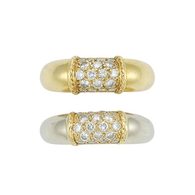 Lot 317 - Pair of Two-Color Gold and Diamond Rings, Van Cleef & Arpels