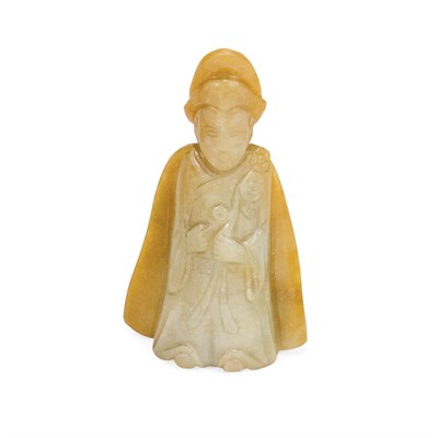 Lot 228 - Chinese Chestnut Jade Figure of Xi Wang 19th...