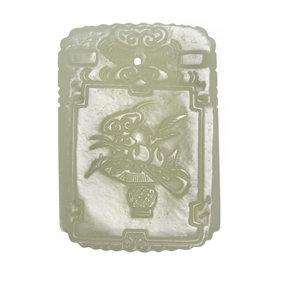 Lot 306 - Chinese Celadon Jade Plaque 18th Century Of...