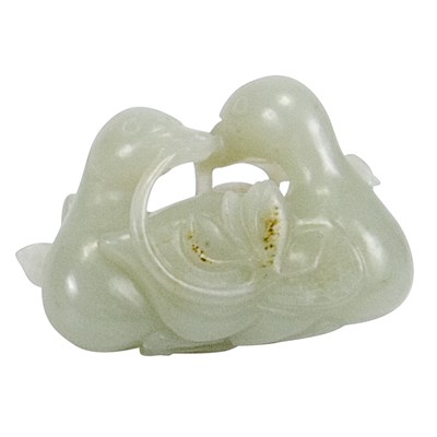 Lot 308 - Chinese Celadon Jade Figural Group of Ducks...
