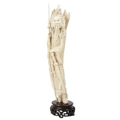 Lot 136 - Chinese Ivory Figure of a Warrior Late 19th...