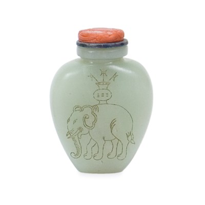 Lot 319 - Chinese Celadon Jade Snuff Bottle 19th Century...