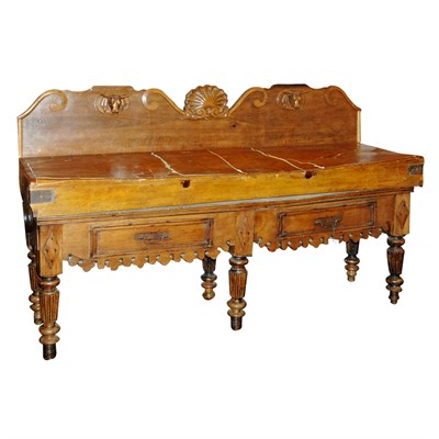 Lot 88 - Italian Carved Oak Butcher Block Table Height...
