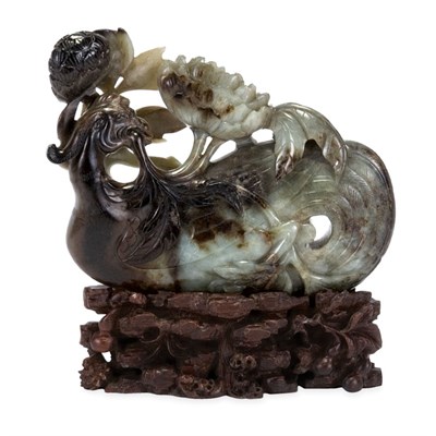 Lot 299 - Chinese Celadon Jade Figure of a Phoenix 19th...