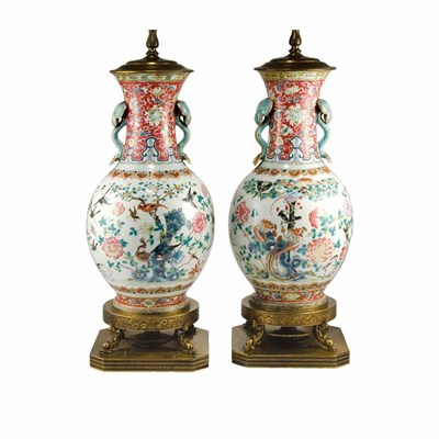 Lot 539 - Pair of Gilt-Metal Mounted Chinese Famille...