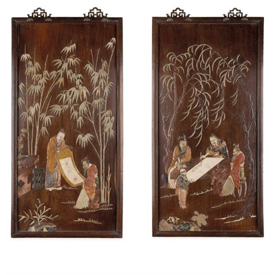 Lot 164 - Pair of Chinese Soapstone Inlaid Jichimu...