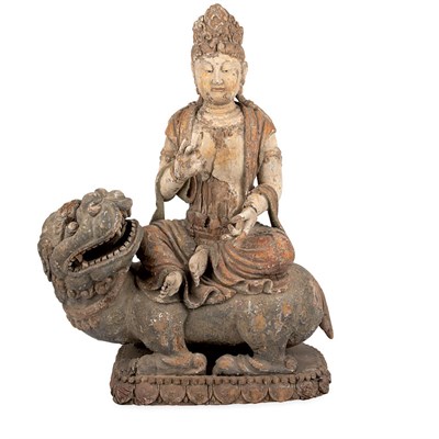 Lot 219 - Chinese Lacquered Wood Figure of a Bodhisattva...