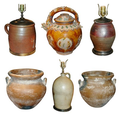 Lot 95 - Group of Six Ceramic Vessels Three mounted as...