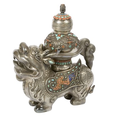 Lot 338 - Mongolian Silver Vase Early 20th century In...
