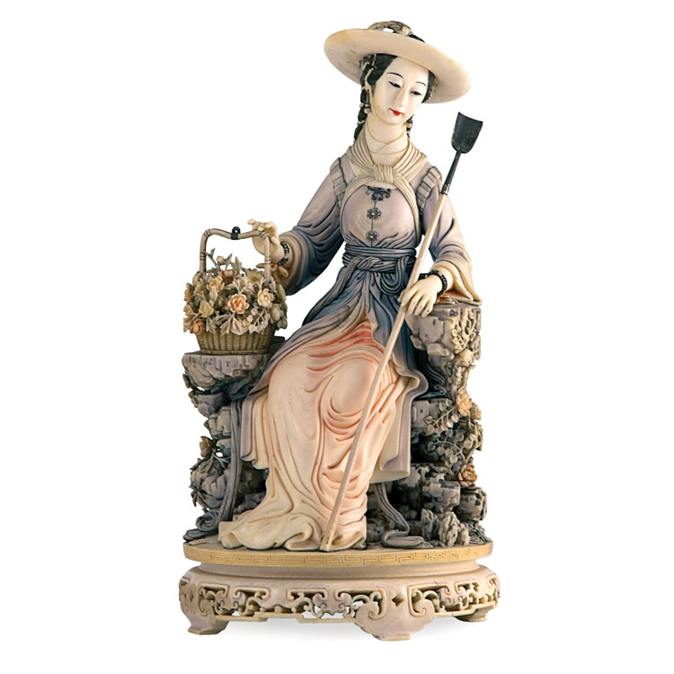 Lot 187 - Chinese Ivory Carving of a Young Woman Qing...