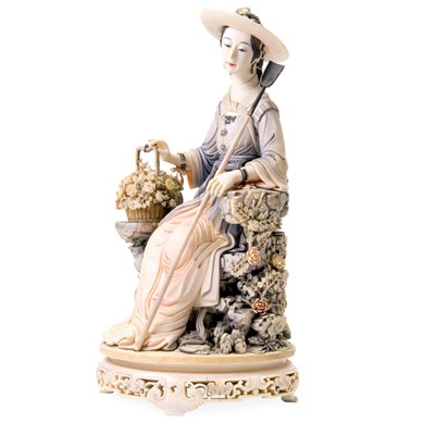 Lot 187 - Chinese Ivory Carving of a Young Woman Qing...