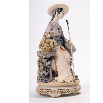 Lot 187 - Chinese Ivory Carving of a Young Woman Qing...