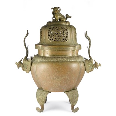 Lot 49 - Chinese Copper Censer 18th Century The lid...