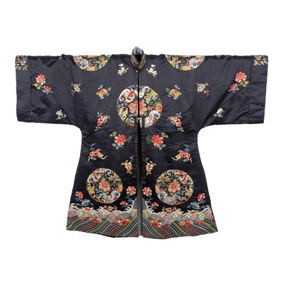 Lot 195 - Chinese Dark Blue Silk Robe Late 19th century...