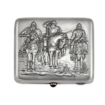 Lot 216 - Russian Silver Cigarette Case The hinged cover...
