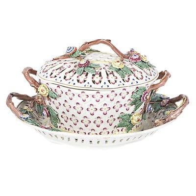 Lot 389 - English Creamware Reticulated Tureen and...