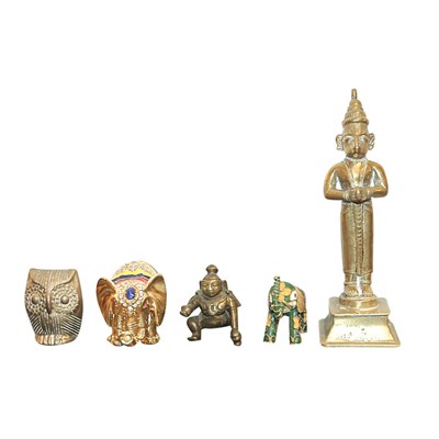 Lot 222 - Group of Asian Metal and Enamel Figures and...