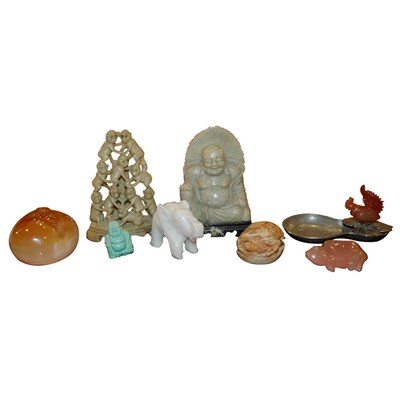 Lot 223 - Group of Asian Hardstone Figures and Figural...