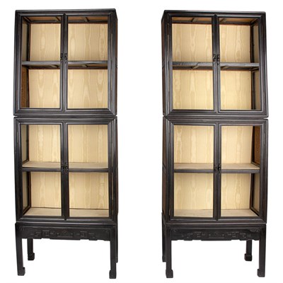 Lot 325 - Pair of Chinese Zitan Display Cabinets Each...