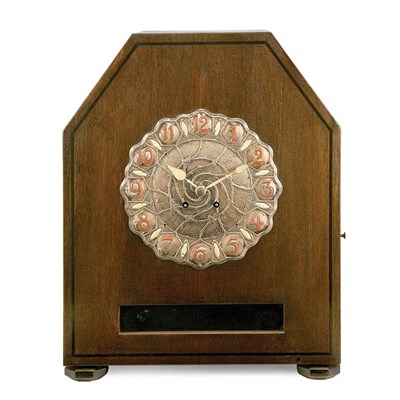 Lot 361 - German Darmstadt Dark Stained Oak Mantel Clock...